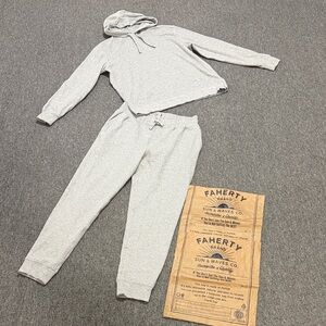 Faherty Light Gray Jogger Set with hoodie